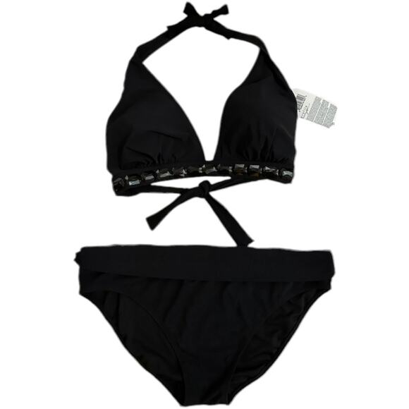 PROFILE by GOTTEX NWT Black 2 Piece Bikini Swimsuit Set – Size 14 - Picture 1 of 8